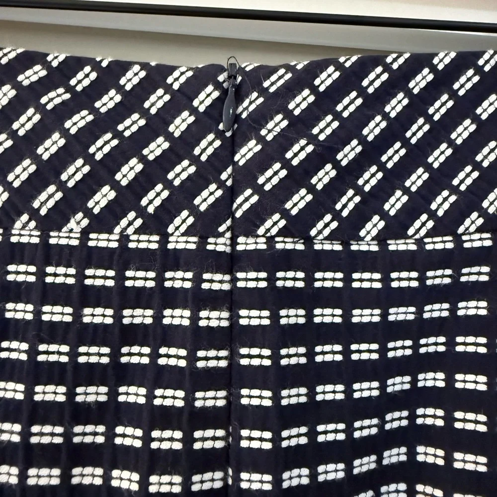 Trina Turk Navy Blue and White Checkered Pencil Skirt